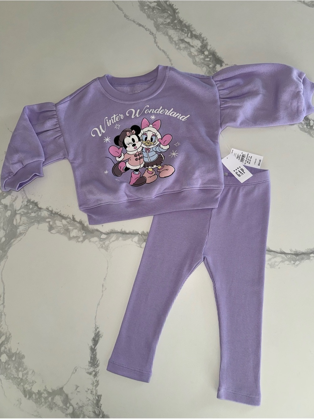 Baby GAP Disney Minnie Mouse & Daisy Duck Sweatshirt & Leggings Set 12-18M